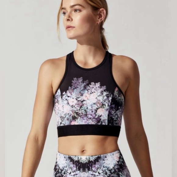 Alala Other - ALALA Floral Sports Bra Crop Top Medium Black